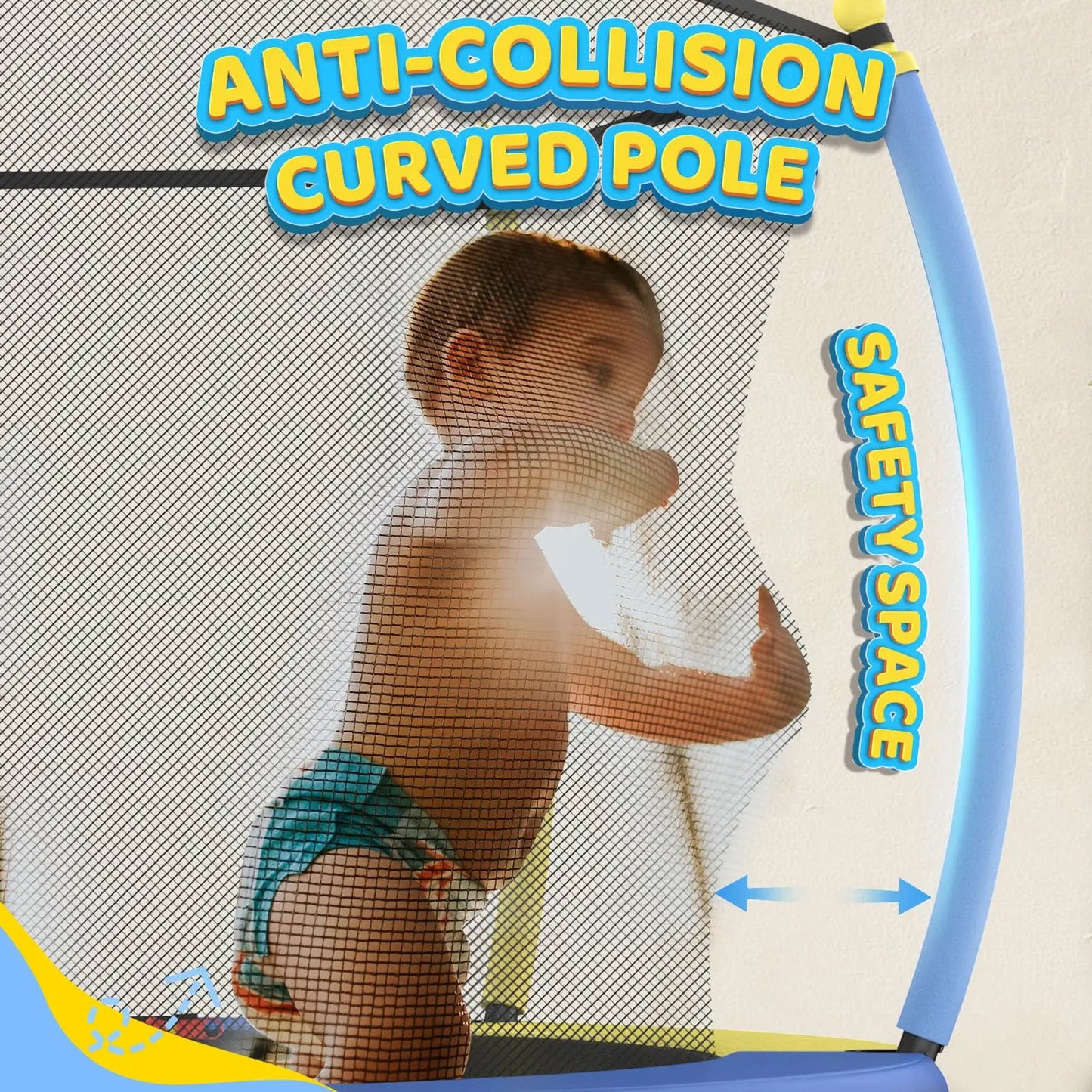 60'' Mini Trampoline for Ages 1 to 8 Kid with Enclosure Net - 5FT Toddler Trampoline For Indoor/Outdoor Use