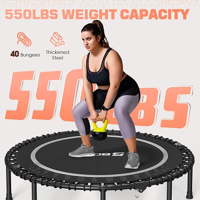 BCAN 48" Foldable Mini Trampoline 48IN-SILVER