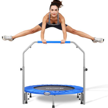 BCAN 48-Blue Foldable Mini Trampoline with Adjustable Foam Handle