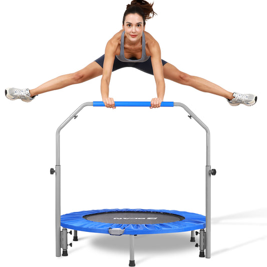 BCAN 48-Blue Foldable Mini Trampoline with Adjustable Foam Handle