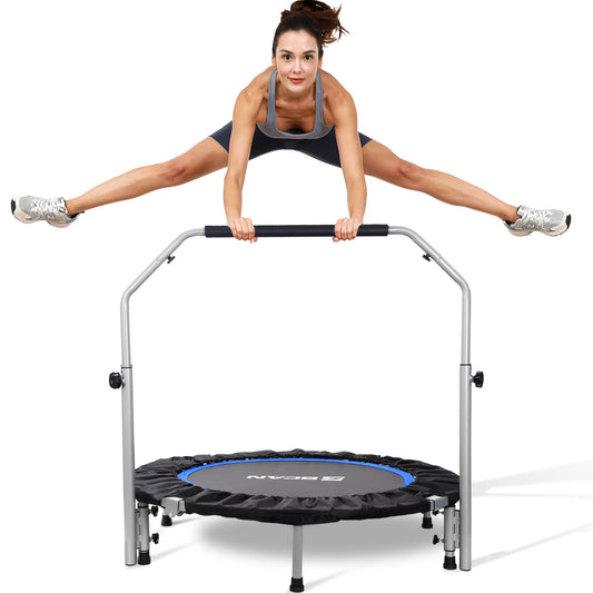 40-Black Foldable Mini Trampoline with Adjustable Foam Handle