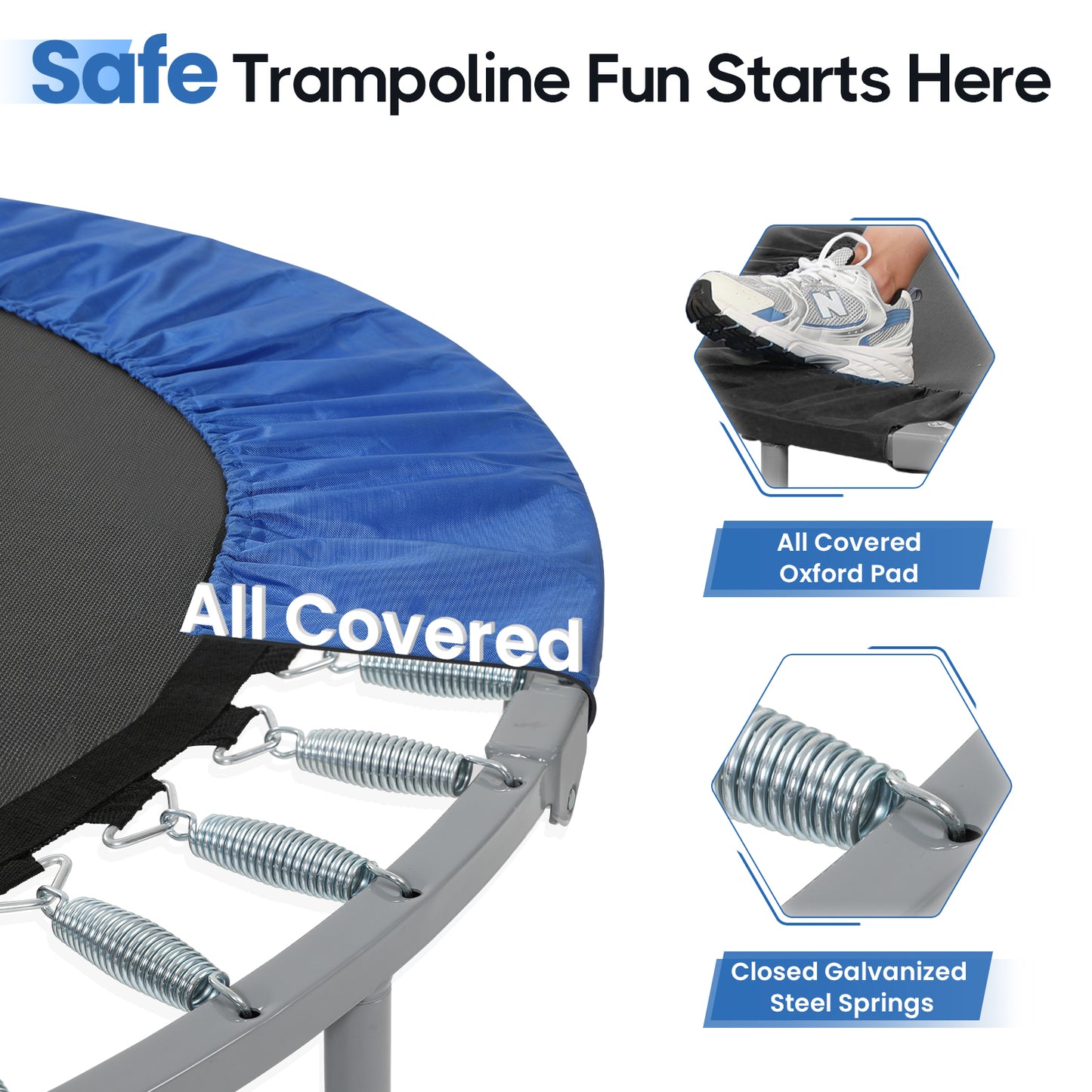 BCAN 48-Blue Foldable Mini Trampoline with Adjustable Foam Handle