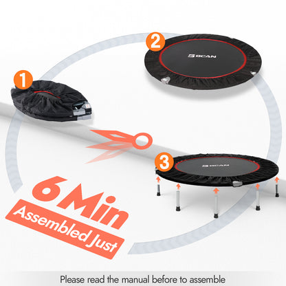 Foldable Mini Trampoline | No Handle | Steel Spring Trampoline-40Inch/330lbs