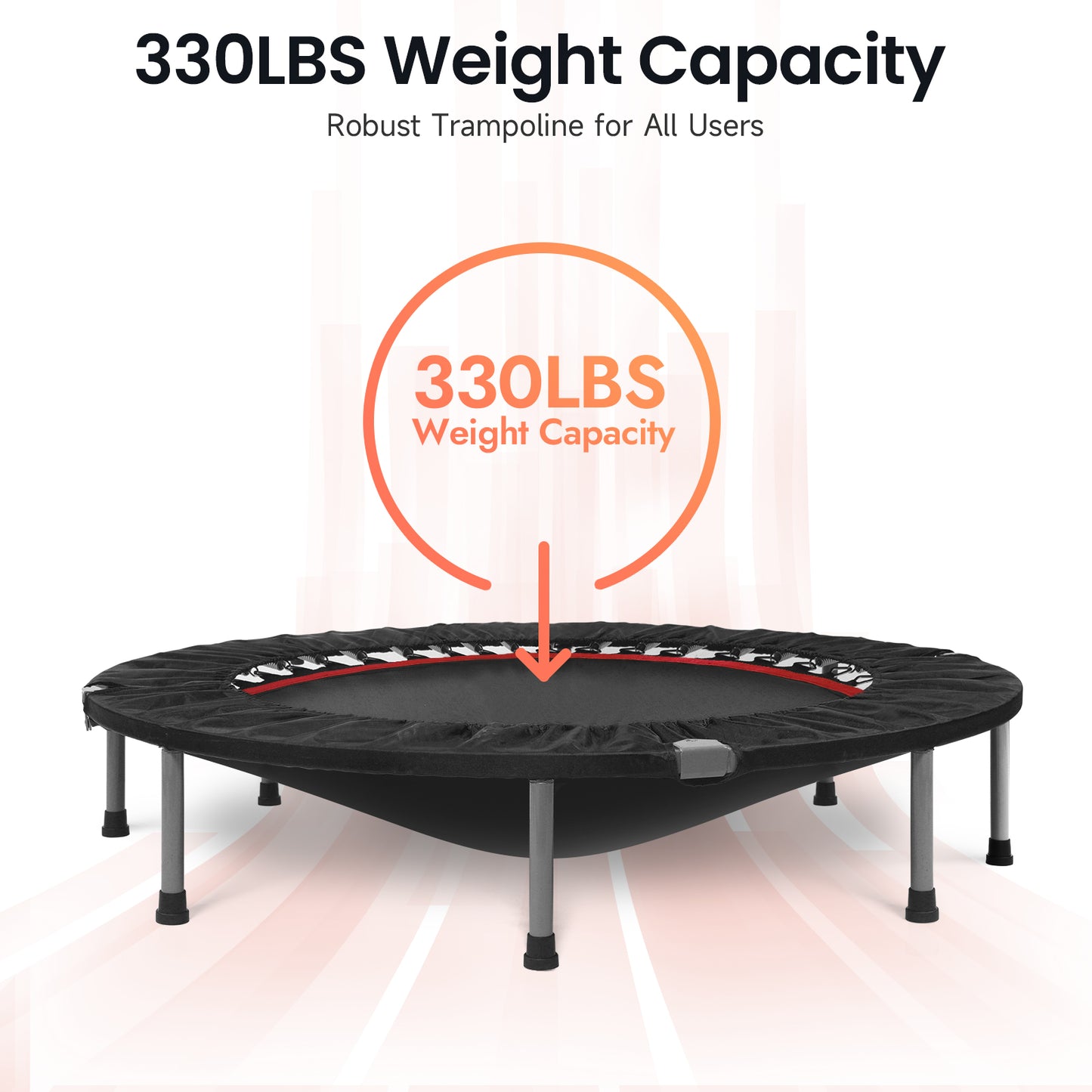 BCAN 40-Black Foldable Mini Trampoline with Adjustable Foam Handle