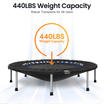 BCAN 48-Black Foldable Mini Trampoline with Adjustable Foam Handle