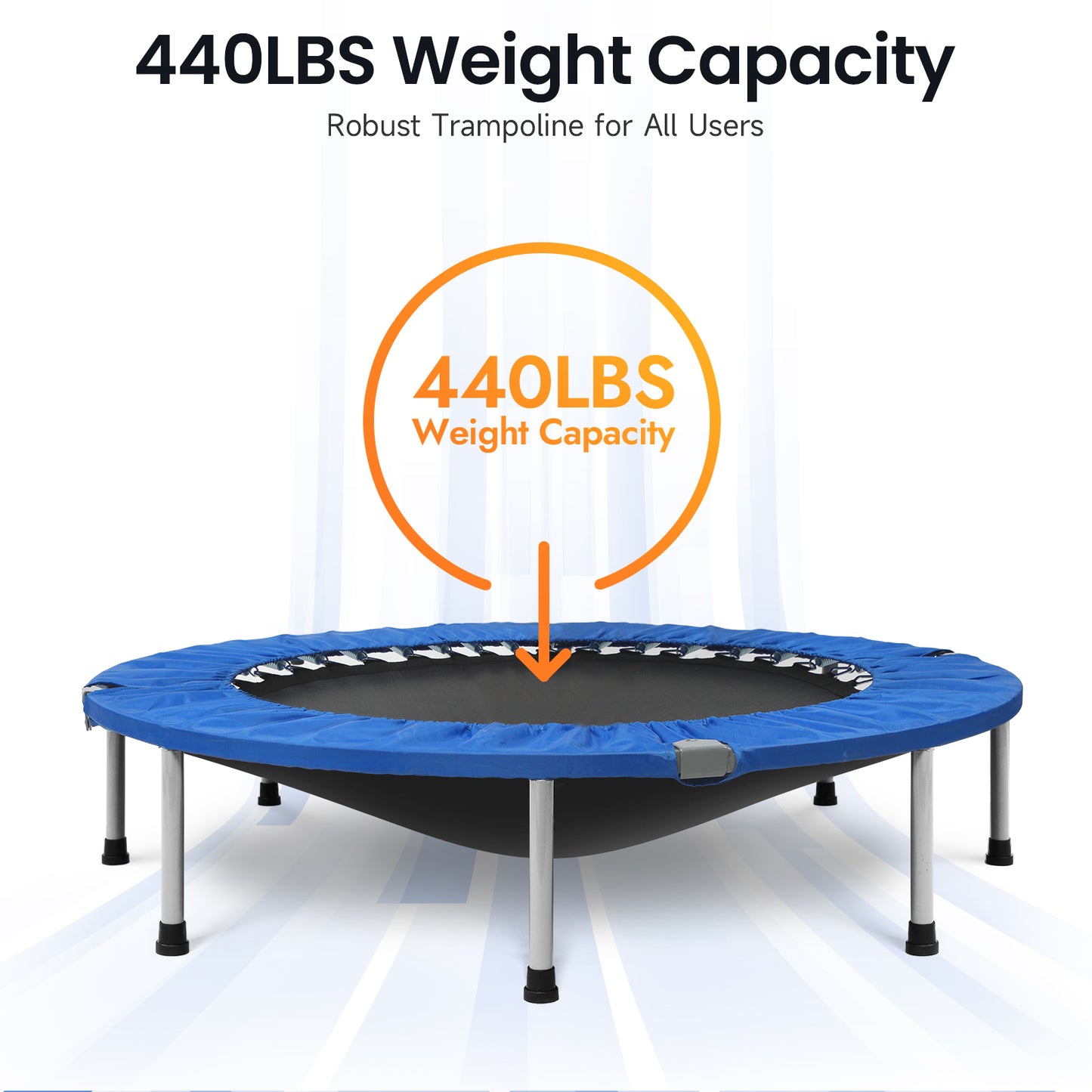 BCAN 48-Blue Foldable Mini Trampoline with Adjustable Foam Handle