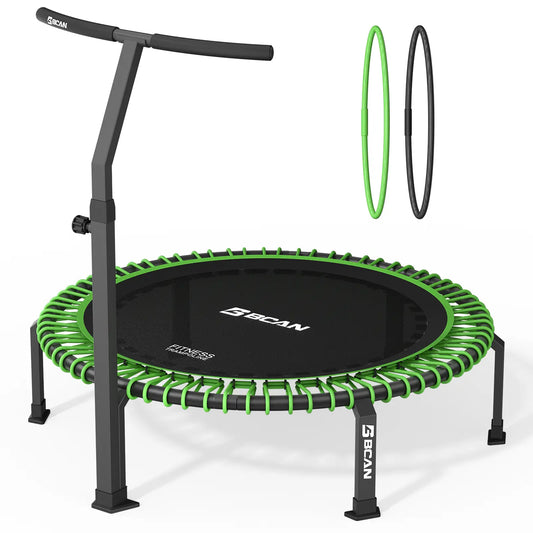 Bcan 40"/500LBS Fitness Trampoline T Shape Handle | SOFT LAND Bungee Rebounder