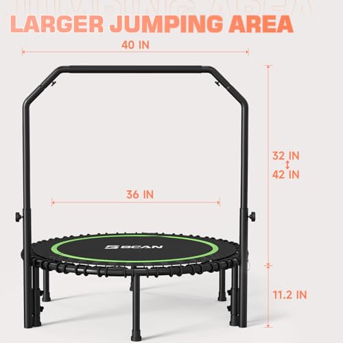 BCAN Foldable Mini Trampoline - Green/40Inch/450LBS