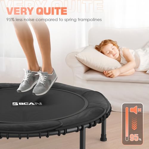 BCAN Foldable Mini Trampoline - Black with Pad/48Inch/550LBS