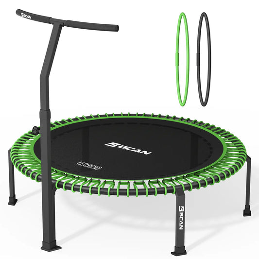 Green 48"/560LBS Soft Land Mini Trampoline-Quiet Indoor/Garden Workout