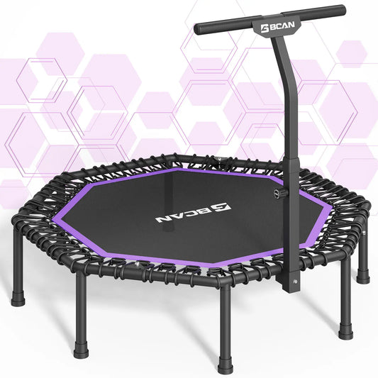 51" Bungee Trampoline with T-Handle Bar,Rebounder for Adults-Purple, 450LBS, Octagonal