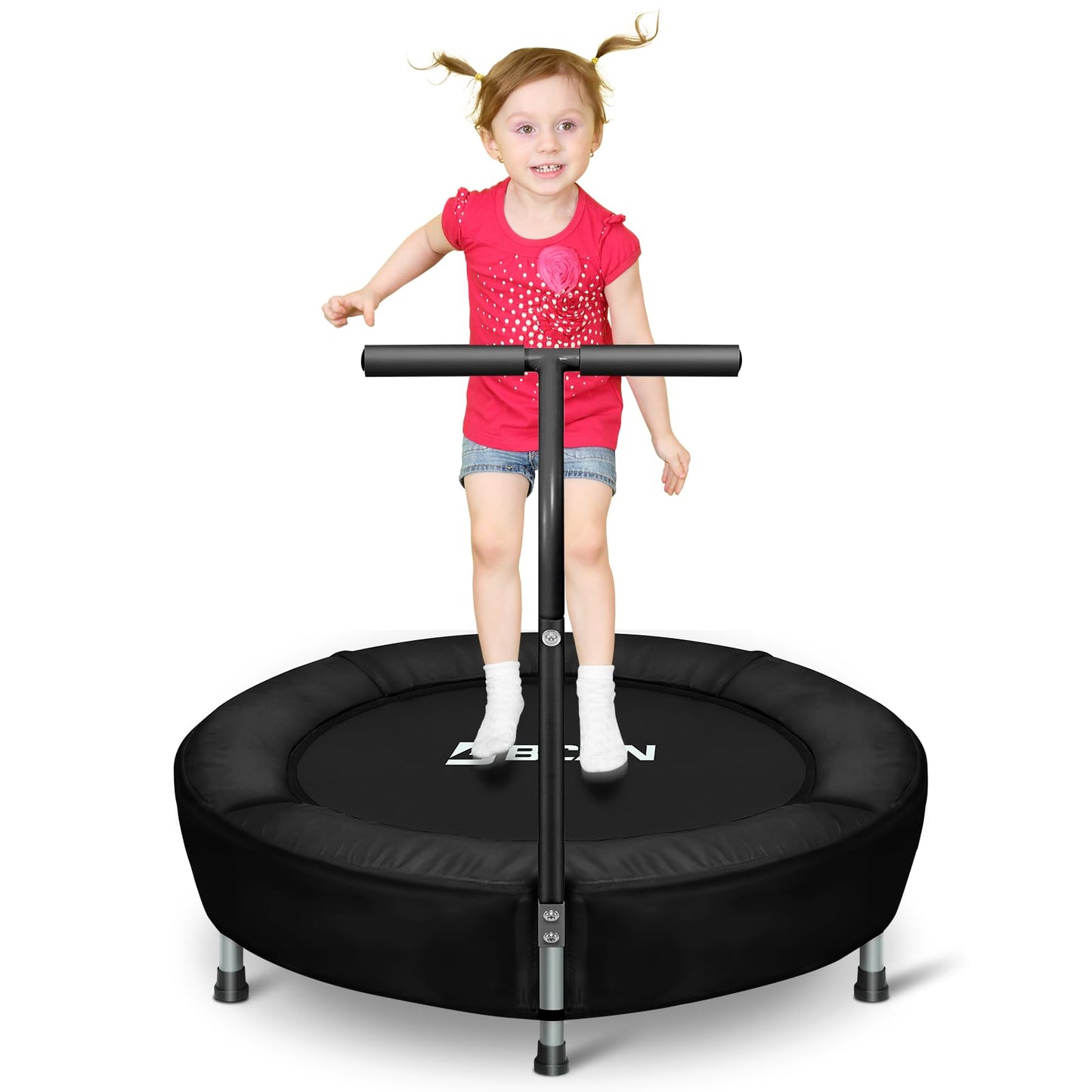 BCAN 36'' Mini Folding Ages 2 to 5 Toddler Trampoline with Handle for Kids / Black-Classic