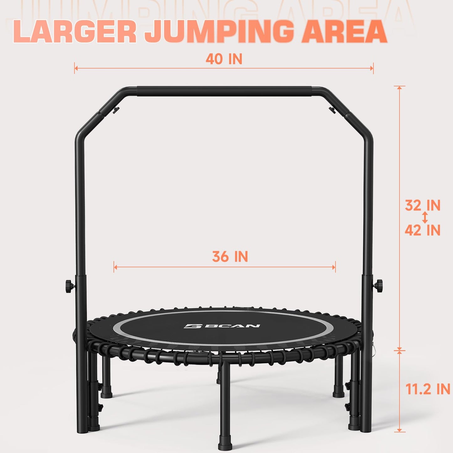 BCAN Foldable Mini Trampoline - Sliver/40Inch/450LBS