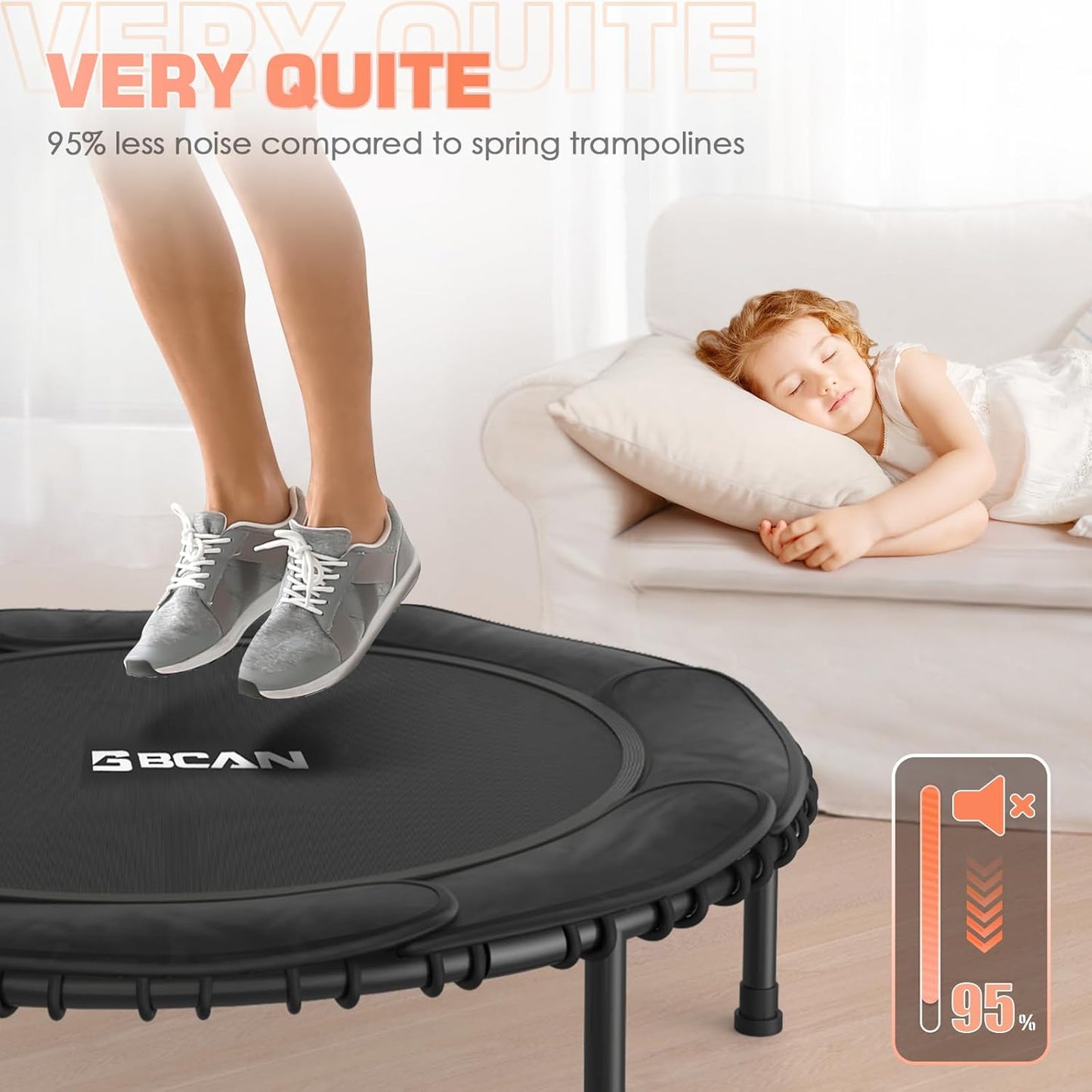 BCAN 48" Foldable Mini Trampoline 48IN-Black