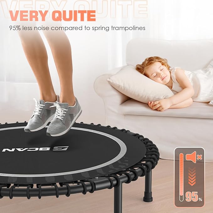 BCAN 48" Foldable Mini Trampoline 48IN--SILVER