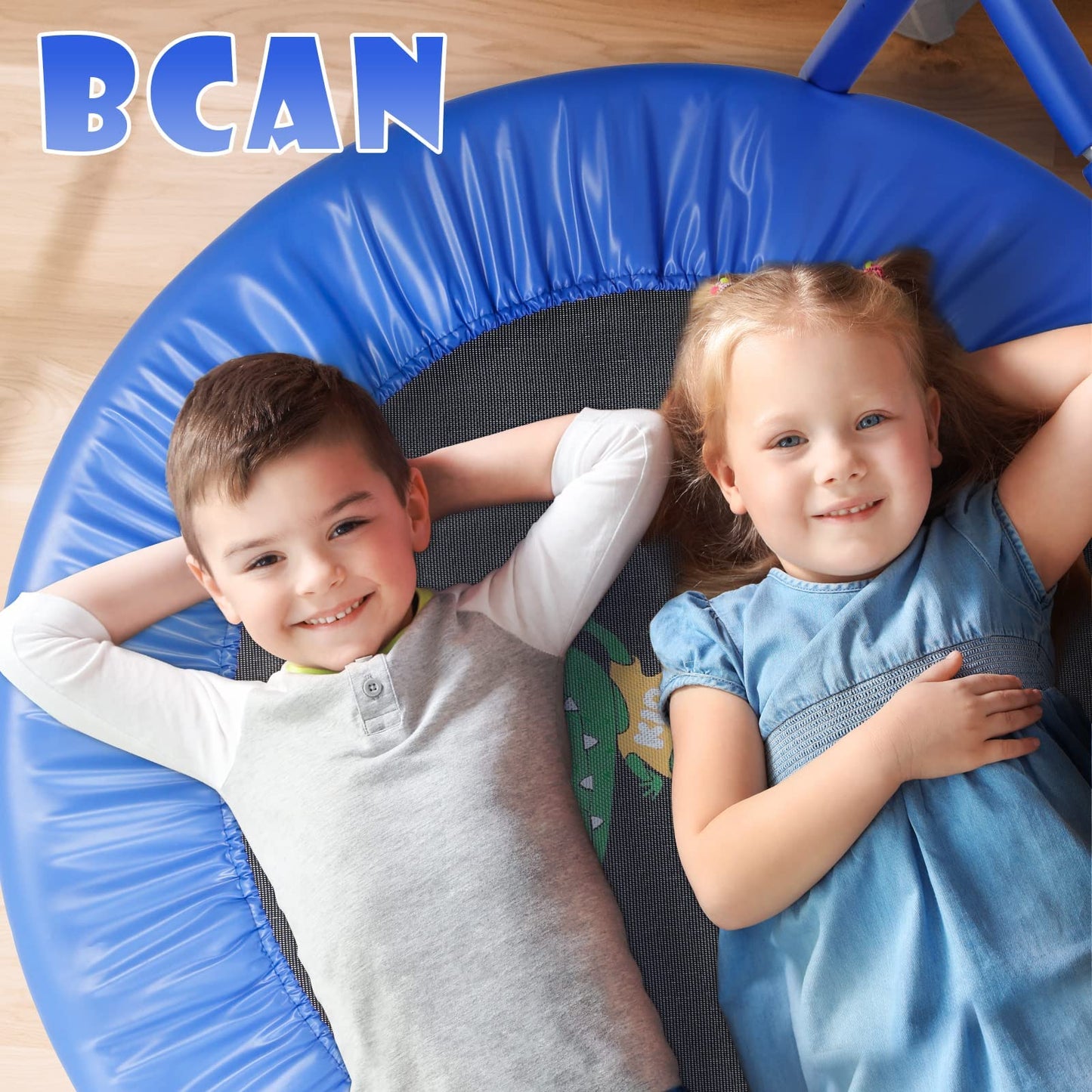 BCAN 36'' Mini Folding Ages 2 to 5 Toddler Trampoline with Handle for Kids / Blue