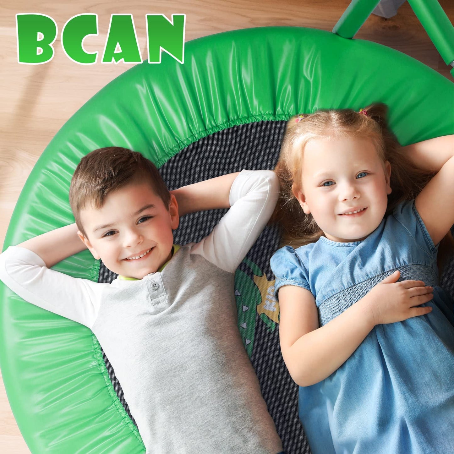 BCAN 36'' Mini Folding Ages 2 to 5 Toddler Trampoline with Handle for Kids / Green