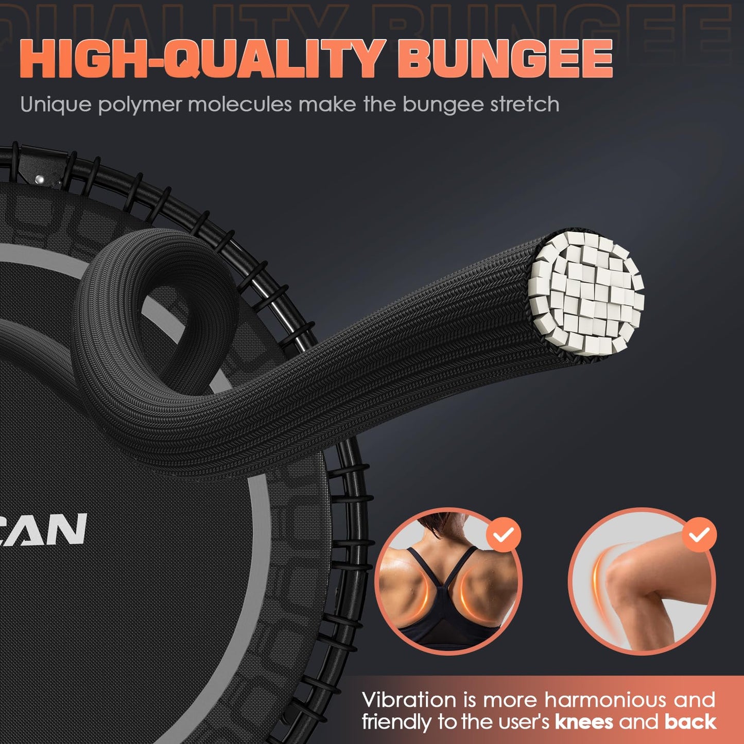 BCAN Foldable Mini Trampoline - Sliver/40Inch/450LBS