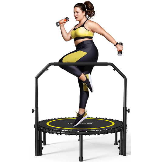 BCAN Foldable Mini Trampoline - Yellow/40Inch/450LBS